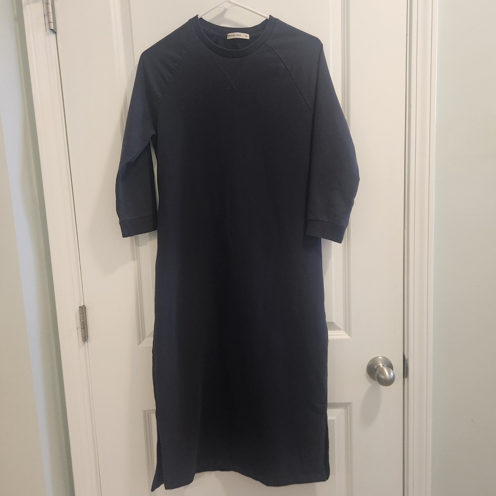 Marine Layer Navy Blue Raglan Sleeve Sweatshirt Midi Dress XS